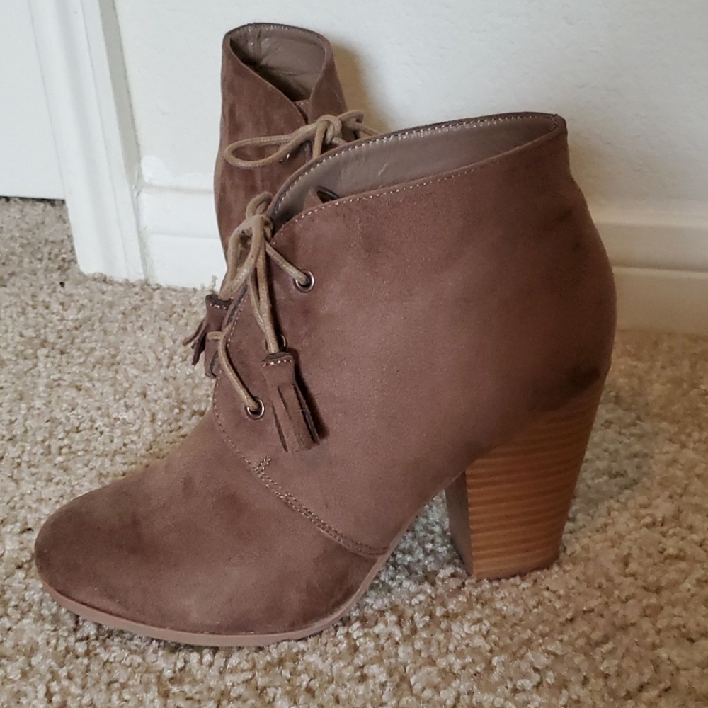 Dark Taupe Lace Up Booties